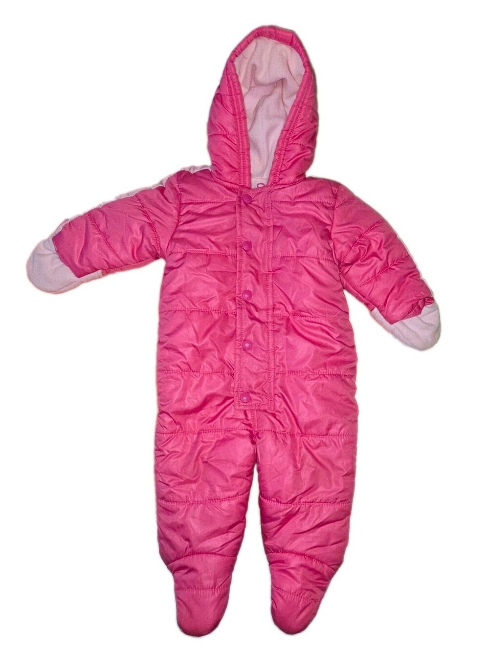 Old Navy Pink Hooded Puffer Snowsuit Full Zip Fleece Lined - 6-12 Months